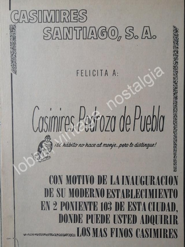 Cartel Retro Inauguran Casimires Pedroza, Puebla 1969 /raro