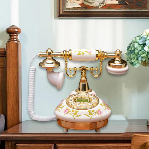 . Teléfono Vintage Con Botón Pulsador, Decoración De