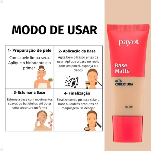 Base Matte Payot Alta Cobertura Cor 2 | Parcelamento sem juros