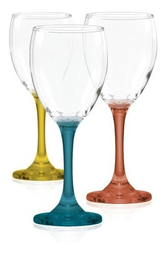 Set De 6 Copas De Vino Con Bastago De Distintos Colores