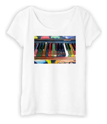 Remera Mujer Piano Teclas Pintadas Colores Artistico