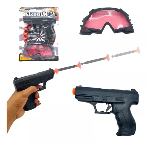 Pistola Arma Arminha de Brinquedo Lançador de Dardos 15 cm - Kasa