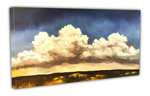 Cuadro Lienzo Canvas 70x130cm Pintura Nubes Campo Tipo Oleo
