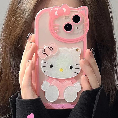 Funda De Teléfono Hello Kitty Con Espejo De Maquillaje Para