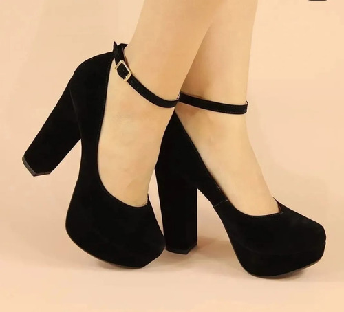 Imagem 3 de 6 de Sapato Scarpin Boneca Meia Pata Salto Alto Grosso Tornozelo