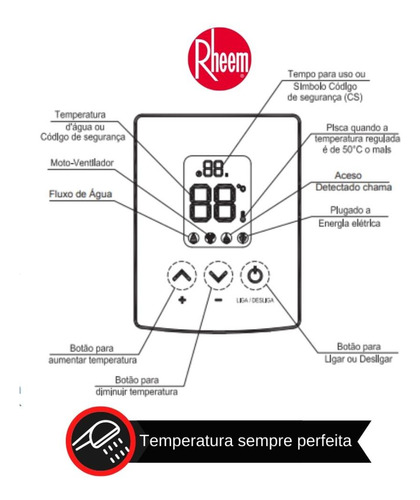 Aquecedor 15 Litros Digital Ef Bivolt Glp Rheem Branco Glp