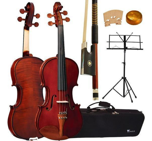 Kit Violino Com Estojo Extra Luxo 4/4 Ve441 Eagle + Estante