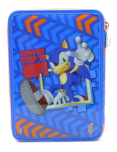 Imagen 4 de 8 de Cartuchera 1 Piso Sonic Pvc Con Utiles Licencia Original