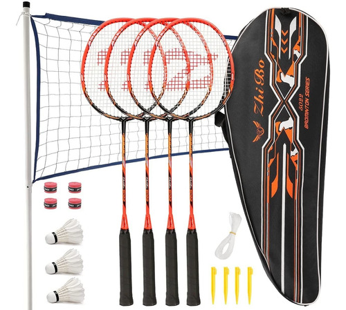 Set De Badminton Fostoy Con 4 Raquetas Y Red