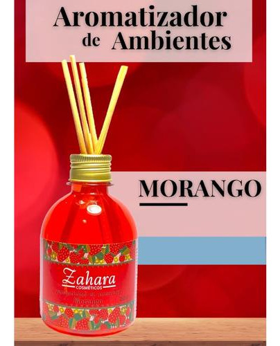 3unid. Aromatizador Ambientes Zahara Morango 250ml Difusor