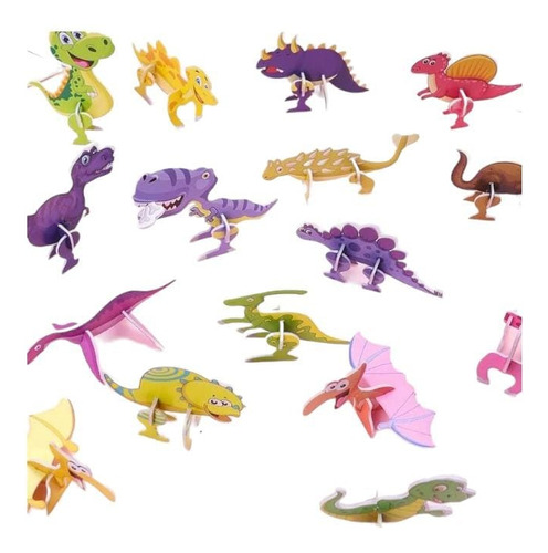 5 Puzzles De Dinosaurios 3d Surtidos