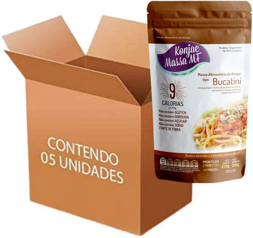 Kit 5 Konjac Massa Mf 270g - Macarrão Milagroso Zero Carbo Sabor Bucatini