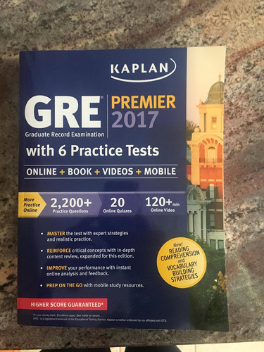 Libro: Gre Premier 2017 With 6 Practice Tests: Online + Book