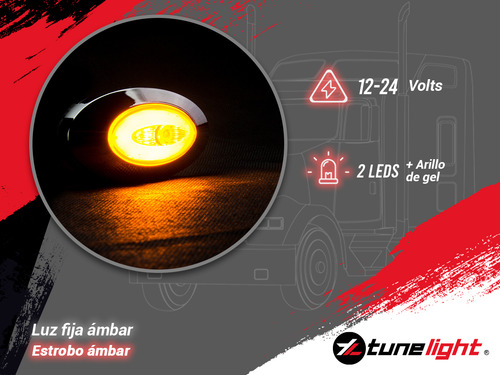 Set De Plafones Lat Elípticos 10 Pzs Ámbar 12-24 V Tunelight