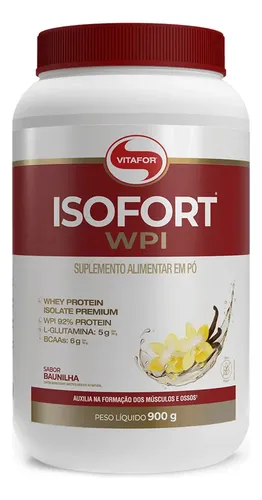 Isofort Vitafor Whey Protein Isolado 900g Sabor Baunilha