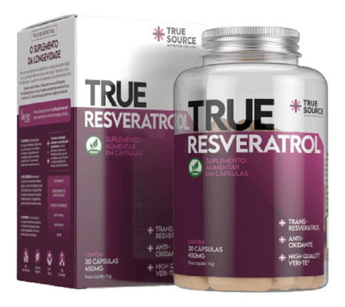 True Resveratrol 450mg 30 Caps - Longevidade Vital