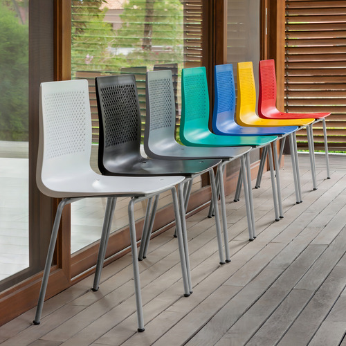 Silla De Cocina Diseño Ananá Plástica Apilable Reforzada Estructura De La Silla Patas Grises Asiento Asiento Plástico Blanco Diseño De La Tela No Tiene Tela