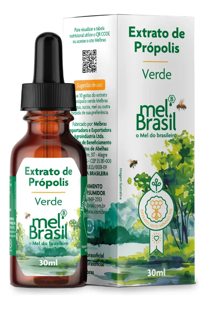 Extrato De Própolis Verde 11% - 30ml - Melbras - 100% Puro Sem Glúten
