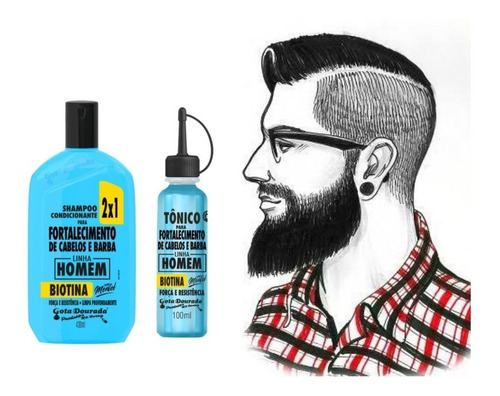 Tônico Gota Dourada Homem Shampoo Barba Grande Cresce Cabelo