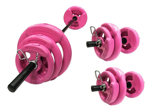 Barra + Mancuernas + 24 Kg En Discos Con Manija Body Pesa Df