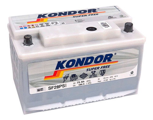 Batería Kondor Super Free 12v 130amp 75a/h 590cca Izquierda