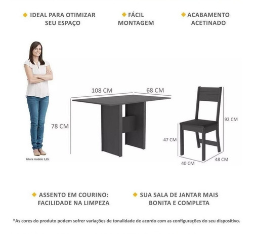 Imagen 4 de 5 de Juego De Comedor Siena 4 Puestos Color Negro