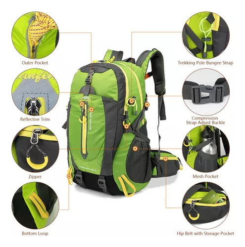 Mochila Trail Para Acampar, Senderismo, Viajes, Comodidad, 4