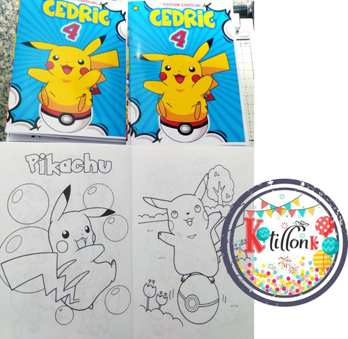 30 Libros Para Colorear Personalizados Pikachu- Kotillonk