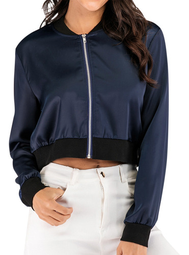 Mujer Chaqueta Bomber Con Cremallera Casual Ligero Abrigo Co