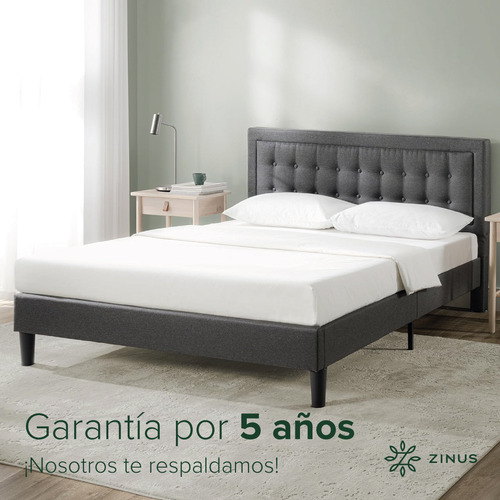 Zinus Dachelle Base De Cama Matrimonial Con Cabecera Y Tapiz