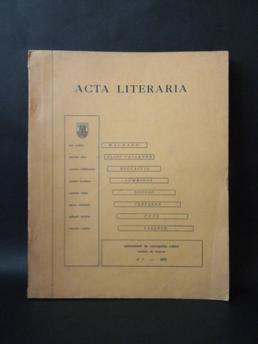 Acta Literaria 1975 Univ. Concepción N° 1 Muñoz Díaz Coddou
