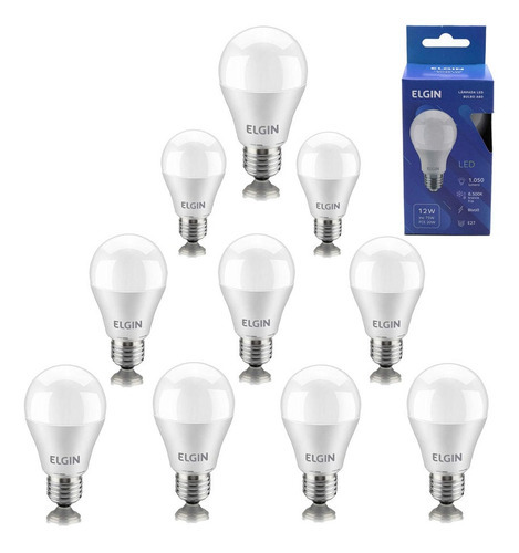 Kit 10 Lâmpadas De Led Bulbo 12w 6500k B/f Econômica Elgin Cor da luz Branco-frio 110V/220V