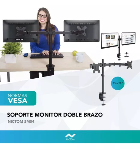 Soporte de escritorio para monitor de doble brazo articulado - Soporte