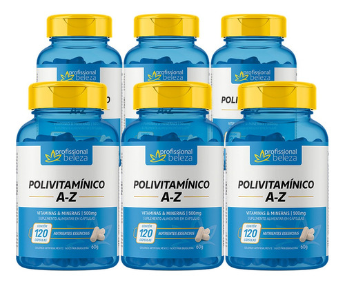 06 Polivitamínico 500mg A - Z Profissional Beleza 120 Cáps Sabor