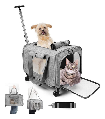 Transportador For Gato Perro Con Ruedas, Plegable De Viaje