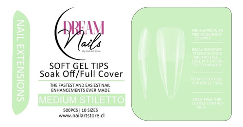Caja De 500 Soft Gel Tips Soak Off De La Marca Dream Nails