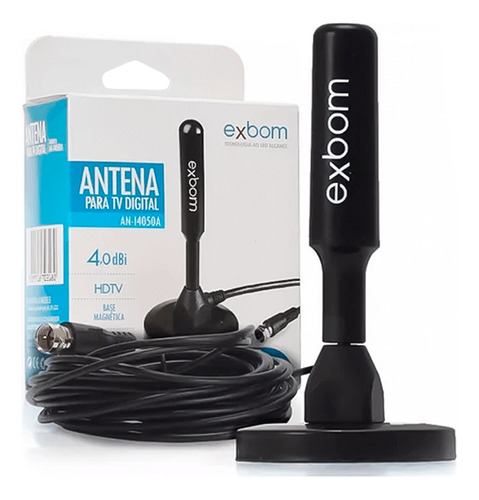 Kit Antena Tv Digital Exbom (interna/externa) Prova Agua E 5m Cabo