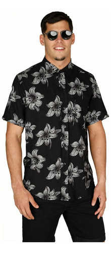 Camisa Manga Corta Estampada Full Print Flower Rever Pass