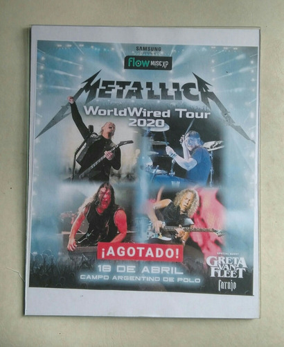 Cuadro Metallica En Argentina Worlwired Tour 2020 Regalado!!