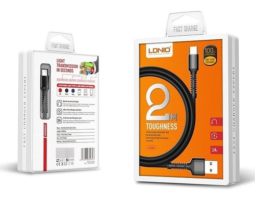 Ldnio Ls64 2m Toughness Usb Cable 24a Fast Charging-iPhone