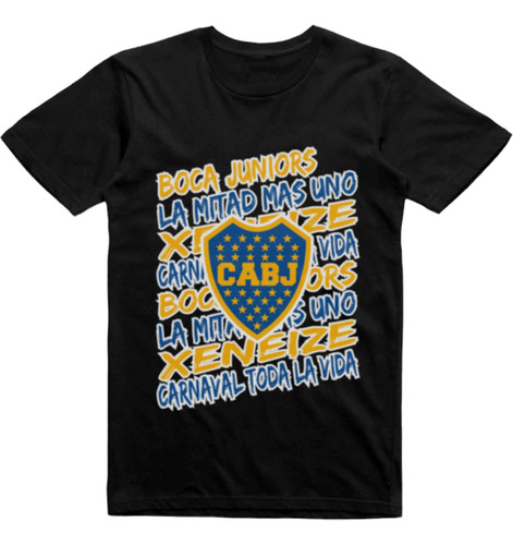 Remera Puro Algodon Negra Boca Juniors