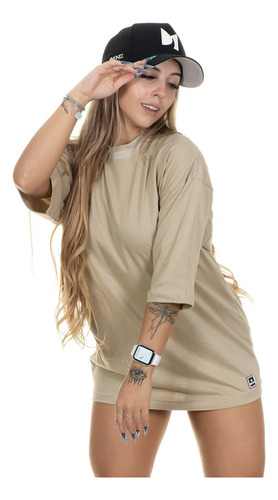 Oversized Feminina Lisa Algodão Premium Gola Alta Mangão