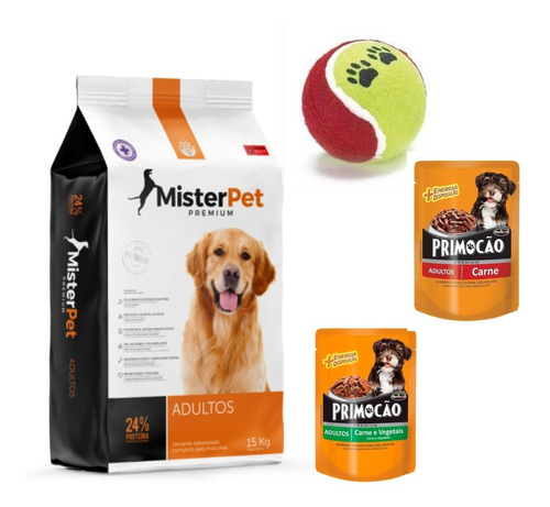 Comida Ración Perro Mister Pet 15 Kg+pouch 100 Grs.+ Regalo 