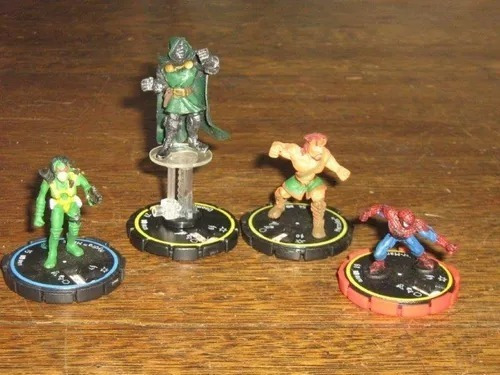 Lote Com 4 Bonecos Marvel Hero Clix Homem Aranha, Hercules (Usado)