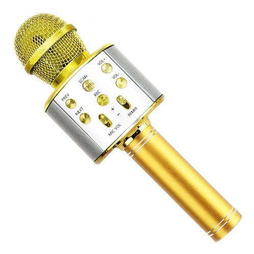 Microfone Bluetooth Youtuber Karaoke Sem Fio C/caixa De Som Cor Gold
