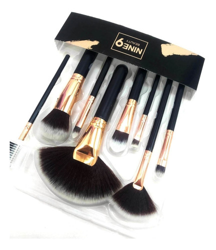 Set De 8 Brochas Y Pinceles Para Maquillaje Abanico Nine 9