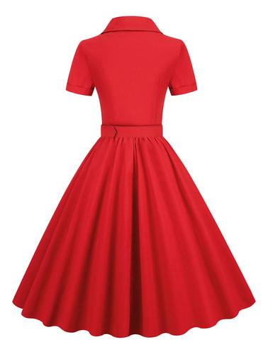 Vestido De Manga Corta Con Jersey Retro De Color Liso Para M