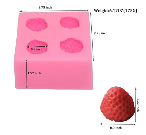 4pcs Moldes De Silicona Para Gelatina Con Forma Frutas Fresa
