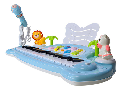 37 Teclas Teclado Musical Con Microfono Infantil Educativo Color Azul