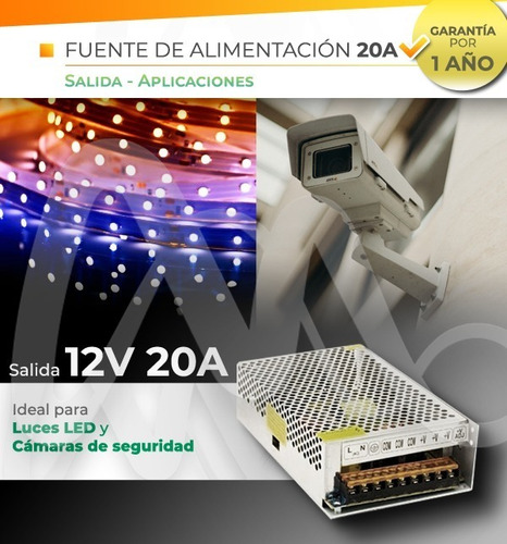 Imagen 4 de 7 de Fuente Switching 12v 20a Metalica Leds Trafo